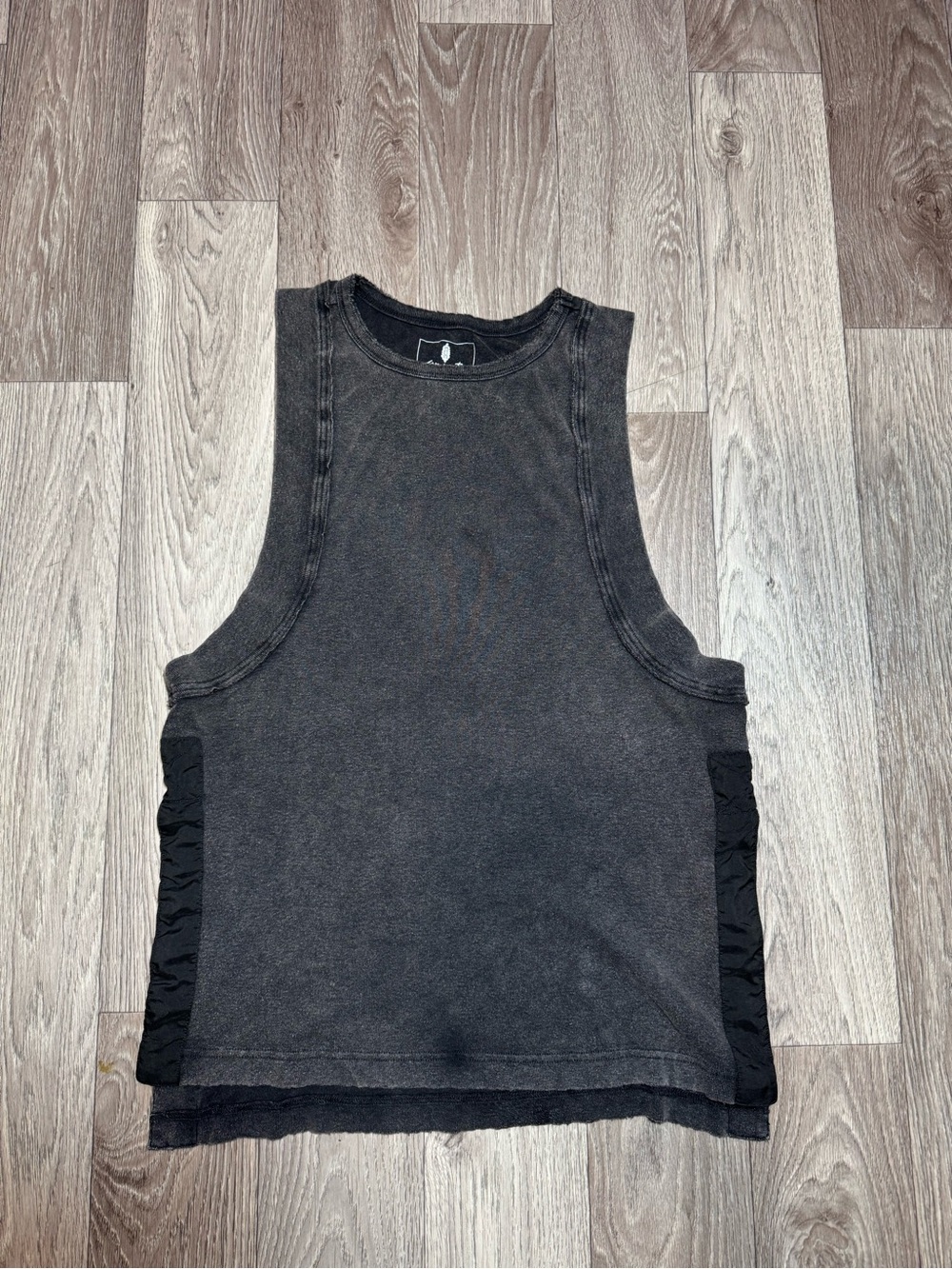 Free People FP Movement Womens Distressed Black High Neck Athletic Sporty Tank
